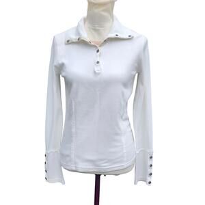 Tommy Hilfiger. Y2k, Off-White Cotton Long Sleeve Henley Top. Size: Medium